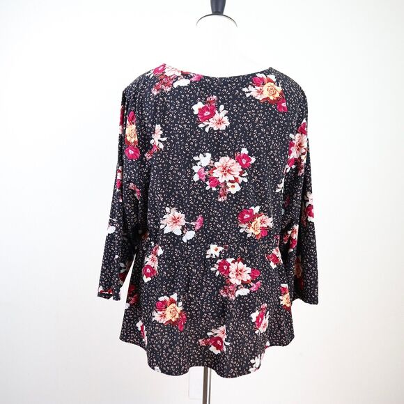 Torrid Size 4 | 4X Black Leopard & Floral Chablis Crop Peplum Top - Picture 5 of 10